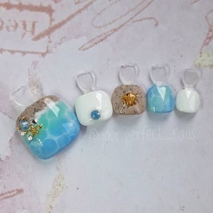 Press on nails toe - &quot;Island life&quot; | READY TO SHIP | Press on nails pedicure | Press on nails | Fake nails | False nails | Pedicure