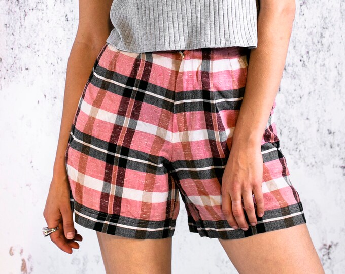 pink checkered shorts