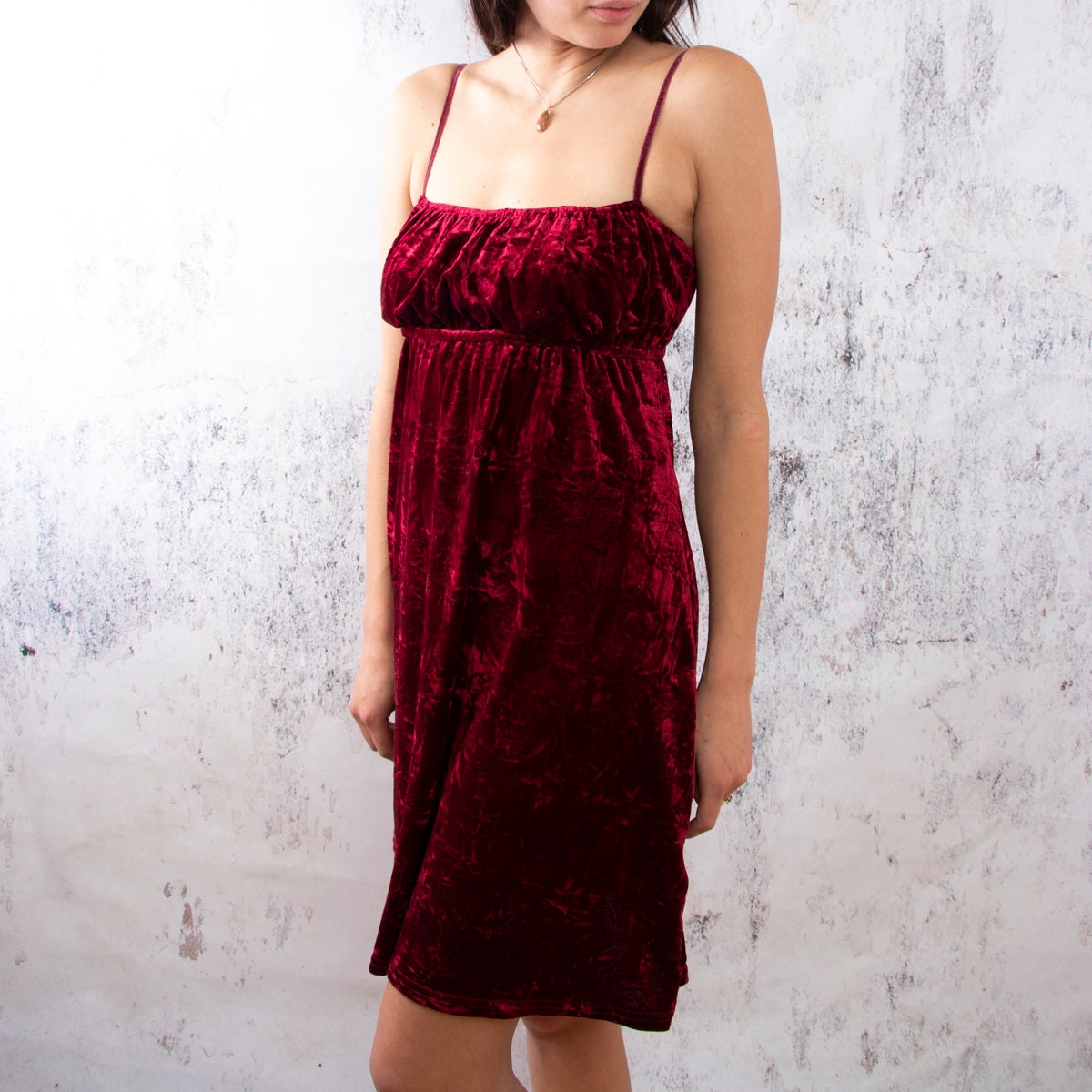 Red Velvet Dress, Flowy Velvet dress