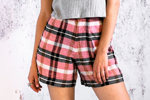 pink checkered shorts