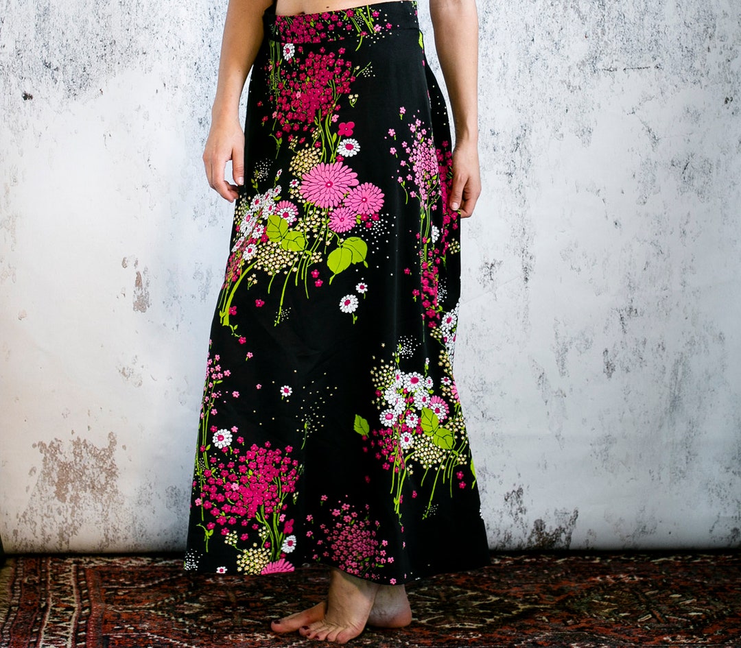 GORGLITTER Damen Maxirock Blumenmuster - Langer Boho Rock Mit Gummibund