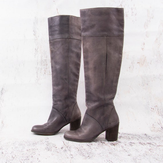 long grey boots