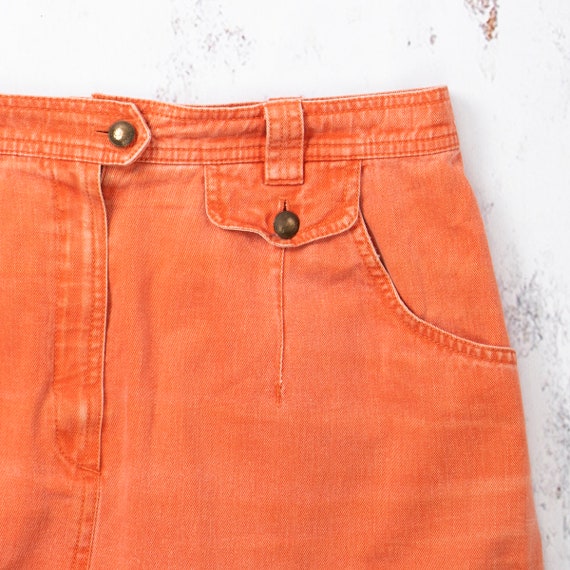 orange denim mini skirt