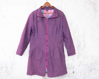 Handmade Vintage Seventies Coat, Purple Coat