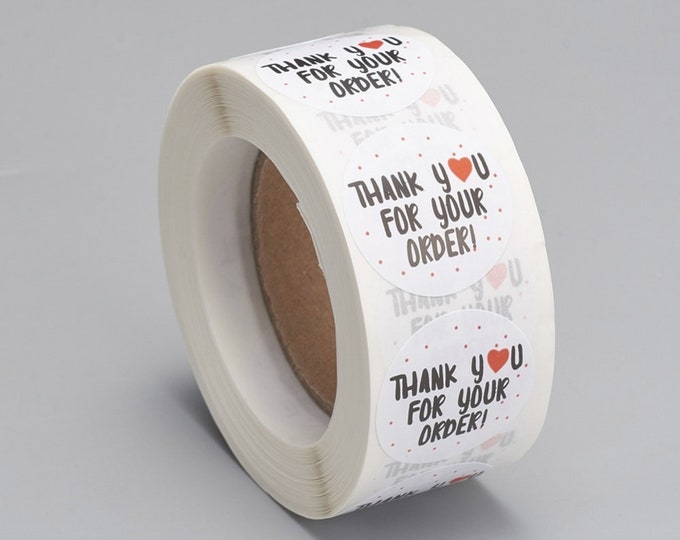 Thank You for Your Order Stickers, Adhesive Labels, 25mm Round, 500 Pcs ...