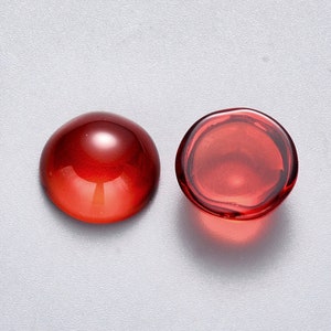 10 Red Glass Cabochon 12mm Round