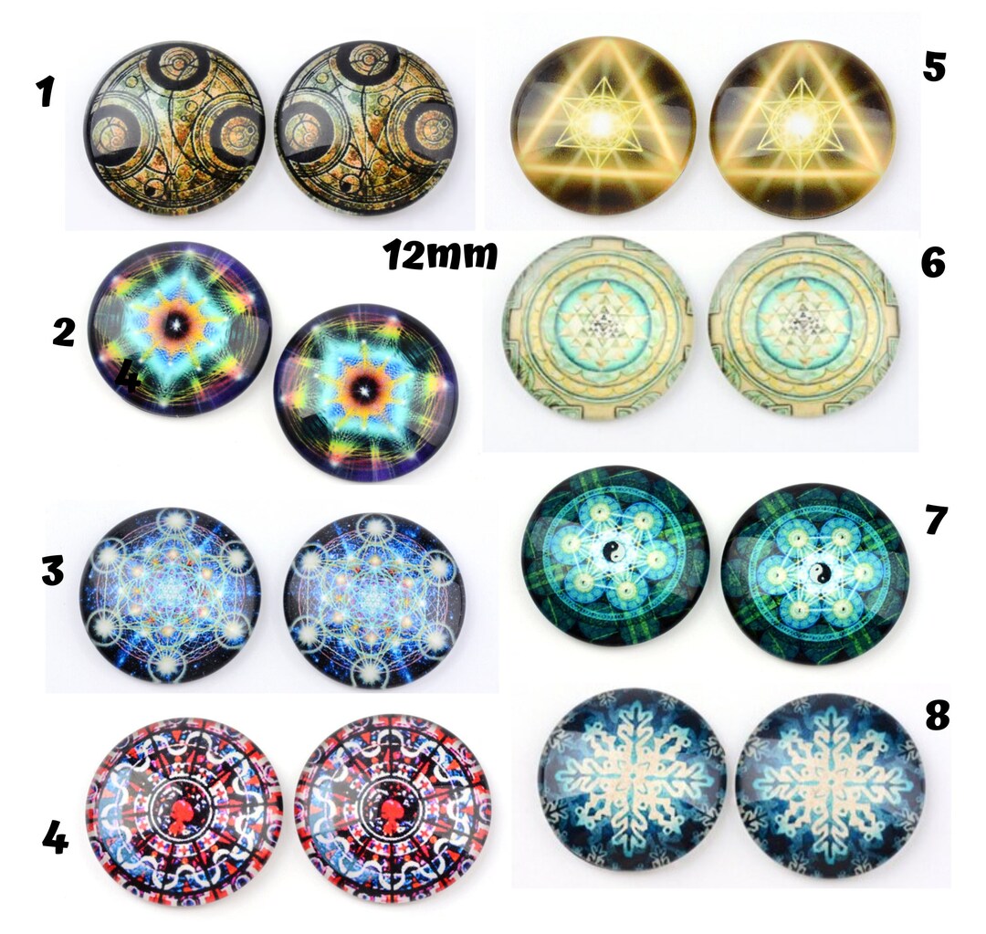10 Sacred Geometry Photo Cabochon 12mm Round, Yin and Yang, Steampunk ...