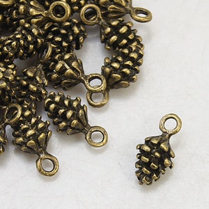 20 Tiny Pinecone Charms Antiqued Bronze 13 x 7 x 5mm