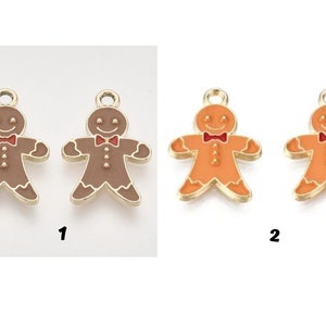 10 Enamel Gingerbread Man Charms 25x17mm