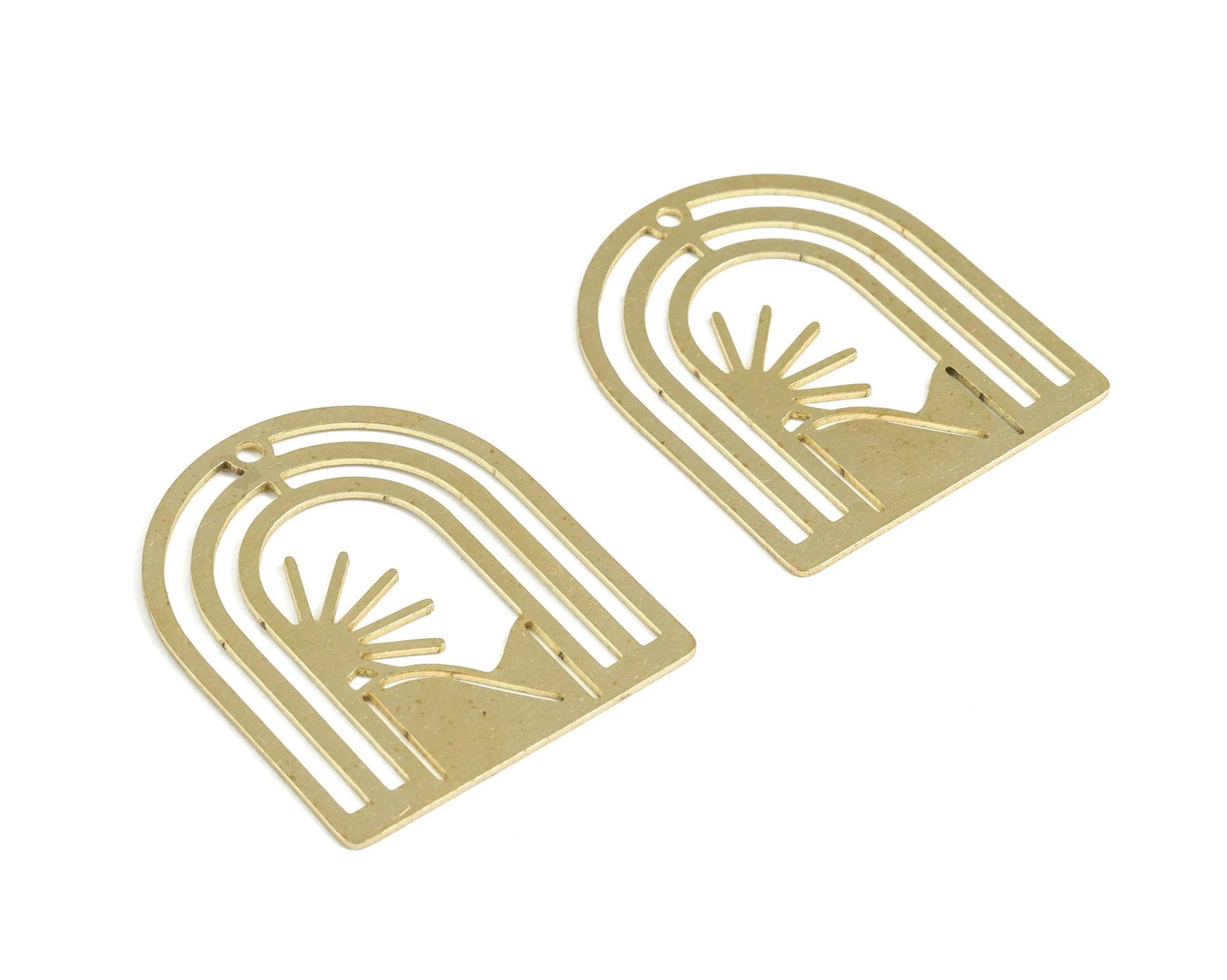 6 Brass Rainbow Sunset Charms 26x22mm Etsy