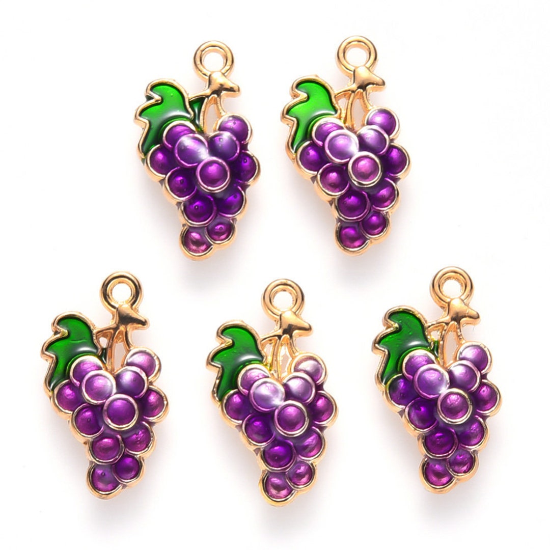 20 Enamel Grape Charms 17 X 10mm Purple Concord, Wine - Etsy