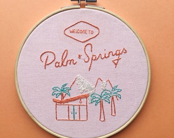 Embroidery "Welcome to Palm Springs" 60's California Dream