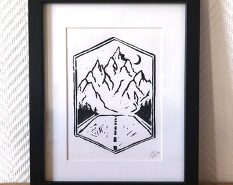 Illustration engraving/linocut "Wyoming"