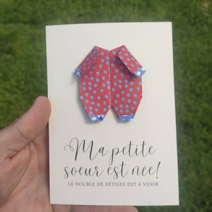 50 gepersonaliseerde geboortekaartjes met origami voor en achter