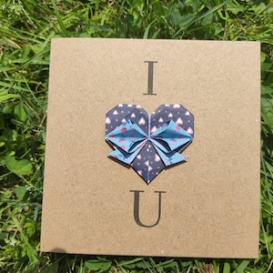 Carte origami amour fait main, déclaration, je t'aime, i love you, coeur