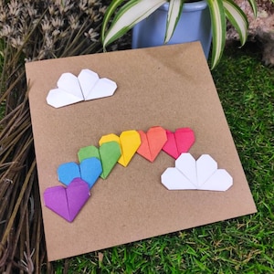 Karte mit Origami zum Valentinstag mit Umschlag