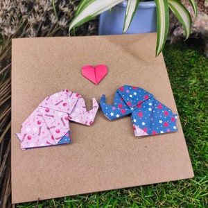 Karte mit Origami zum Valentinstag mit Umschlag