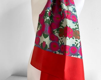 Art Deco Silk scarf,  Women’s printed scarf, Floral Boho gifts