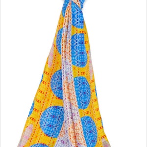 Women’s Silk wrap, Geometric Circle Print Scarf