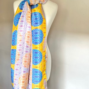 Geometric Circle Print Silk Scarf: Habotai Silk Wrap