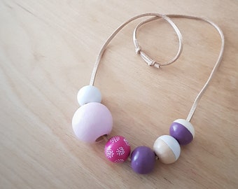 Collier de perles rose Chunky / Collier rose et violet