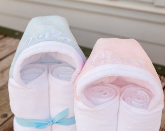 Hooded Towel-Monogram-Personalize-Baby Gift-Rolled Hooded Towel-Toddler Hooded Towel-baby towel-Monogrammed baby gift-Monogram hooded towel