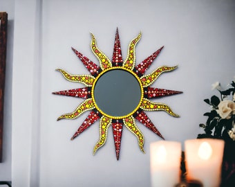 Circle sun wall mirror/  Sun Burst mandala wall mirror/ Small Decorative mirror