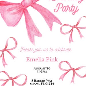 Pink Bows Birthday Invitation