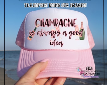 Custom Champagne Trucker Hat Image - Ready to Print as a DTF Transfer! 2 Images