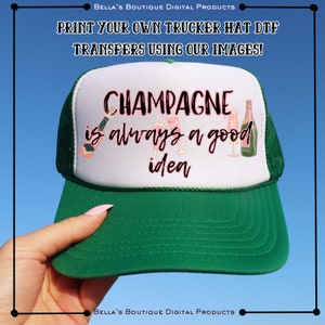 CHAMPAGNE BOW TRUCKER HAT W/CHAIN - WHITE/RED