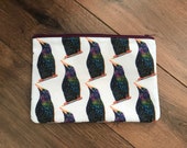 Starling print zip bag