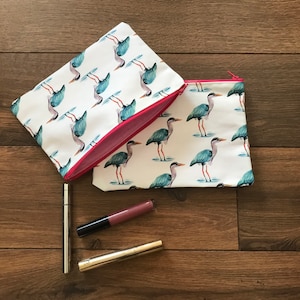 Borsa con zip con stampa airone