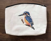 Kingfisher print zip pouch