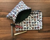 Dog print zip  bag