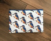 Kingfisher print zip bag