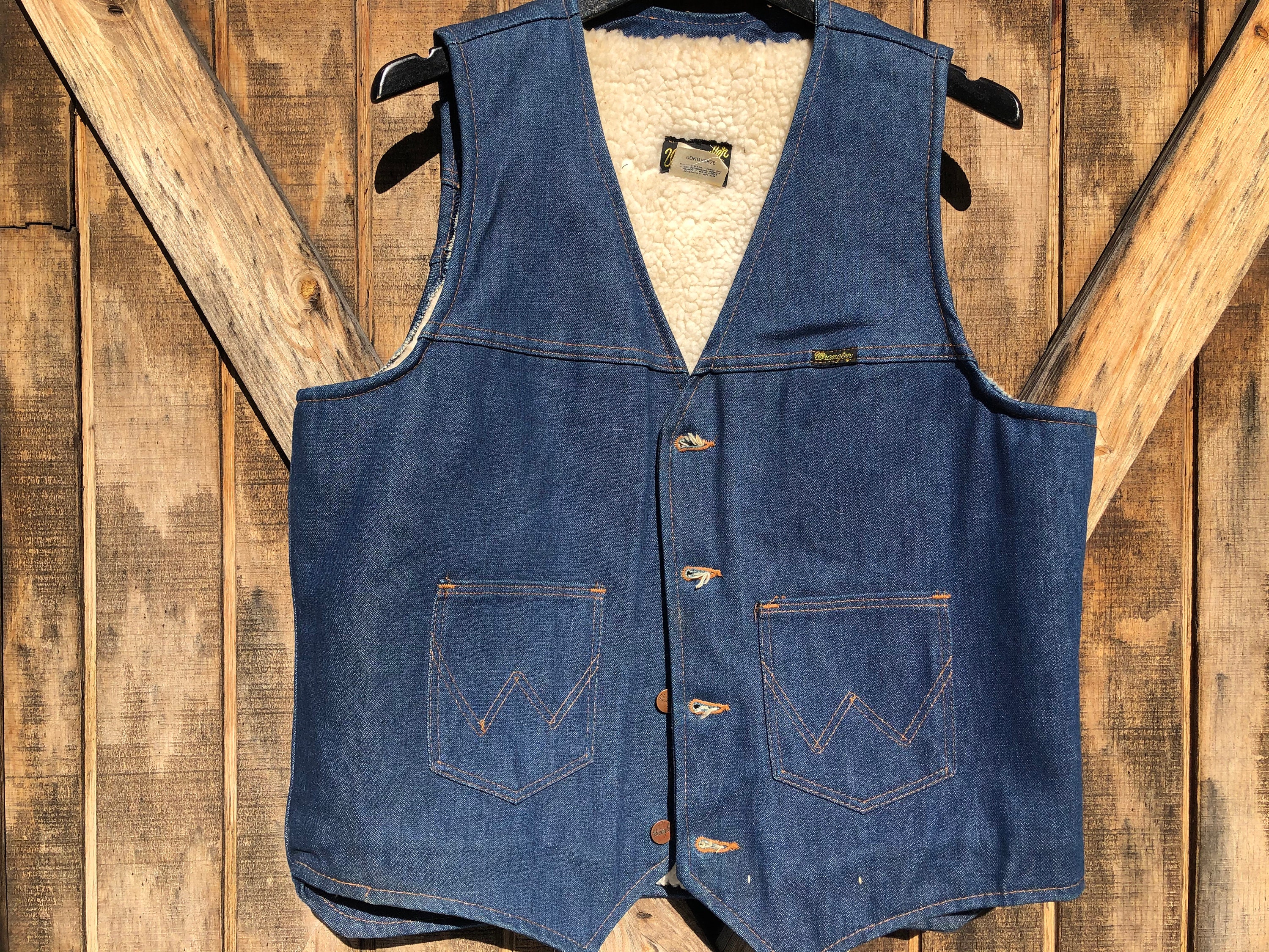 Vintage Wrangler Denim Vest | Etsy