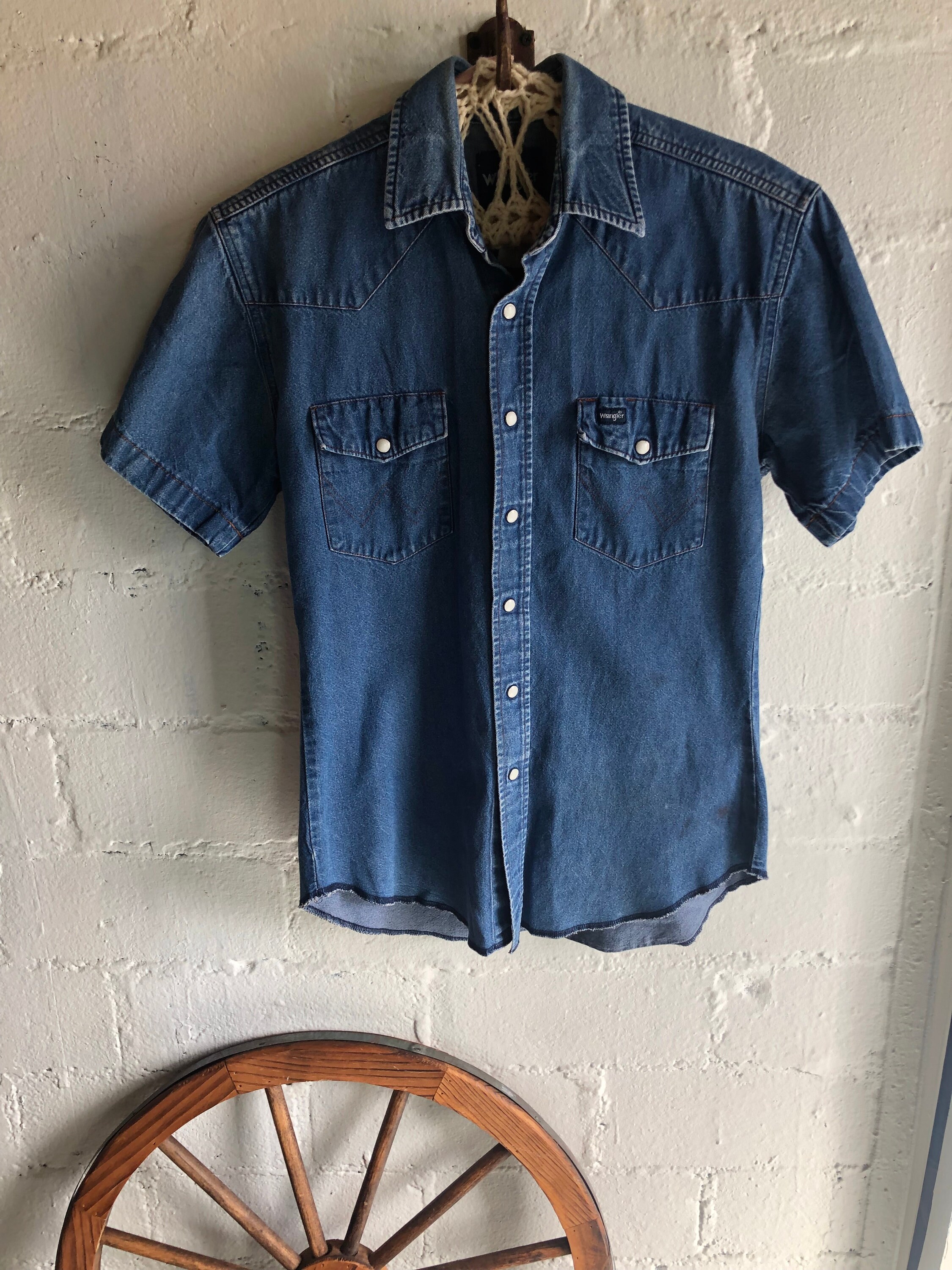 Vintage Short Sleeve Wrangler Denim Shirt - Etsy
