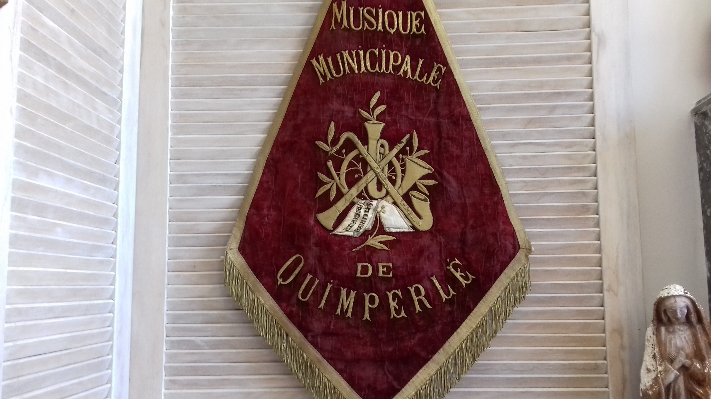 Très Rare Bannière de Procession en Velours Soie Brodé Du Xixe