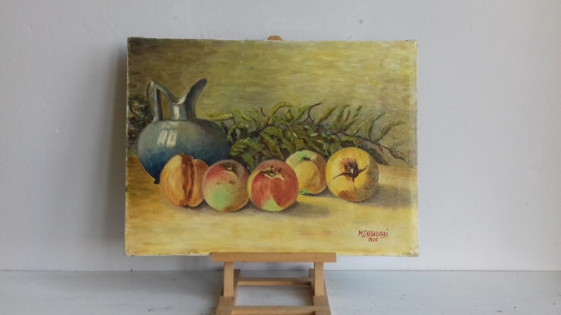 Maria Salvadori#39;s still life with oil-on-canvas peaches