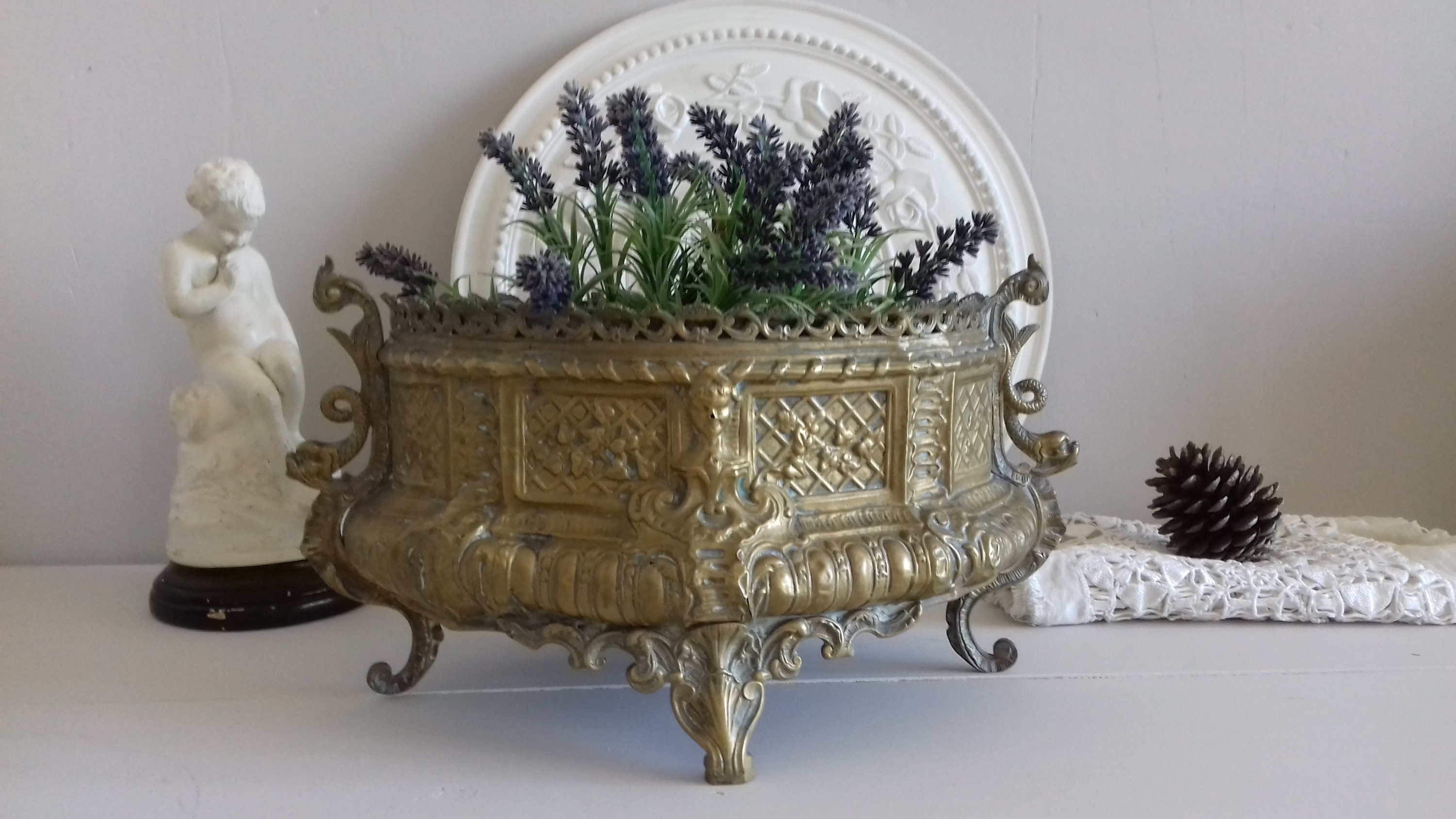 Antique Grande Jardinière Ovale Époque Napoléon Iii