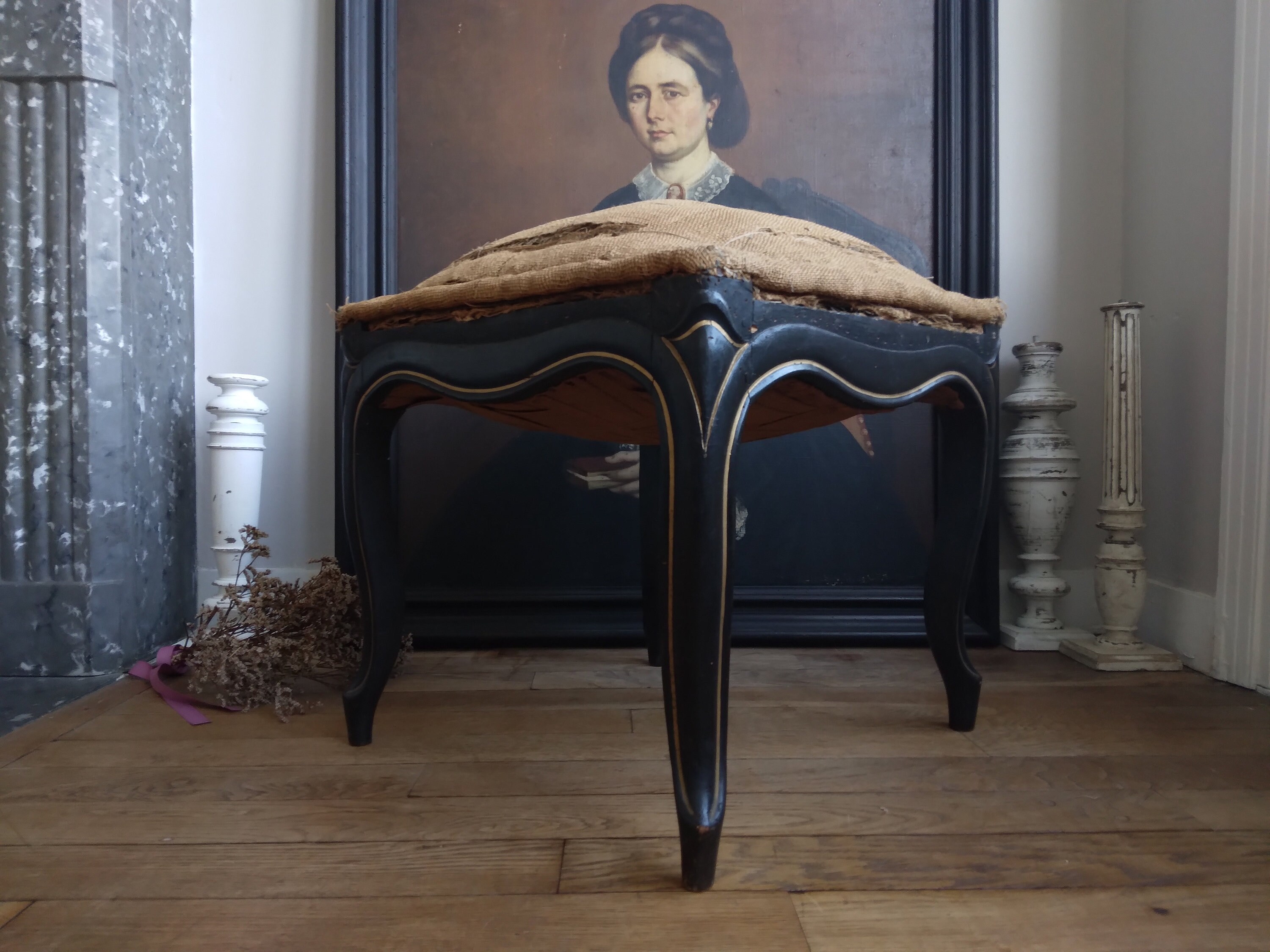 Antique Tabouret de Salon Style Louis Xv