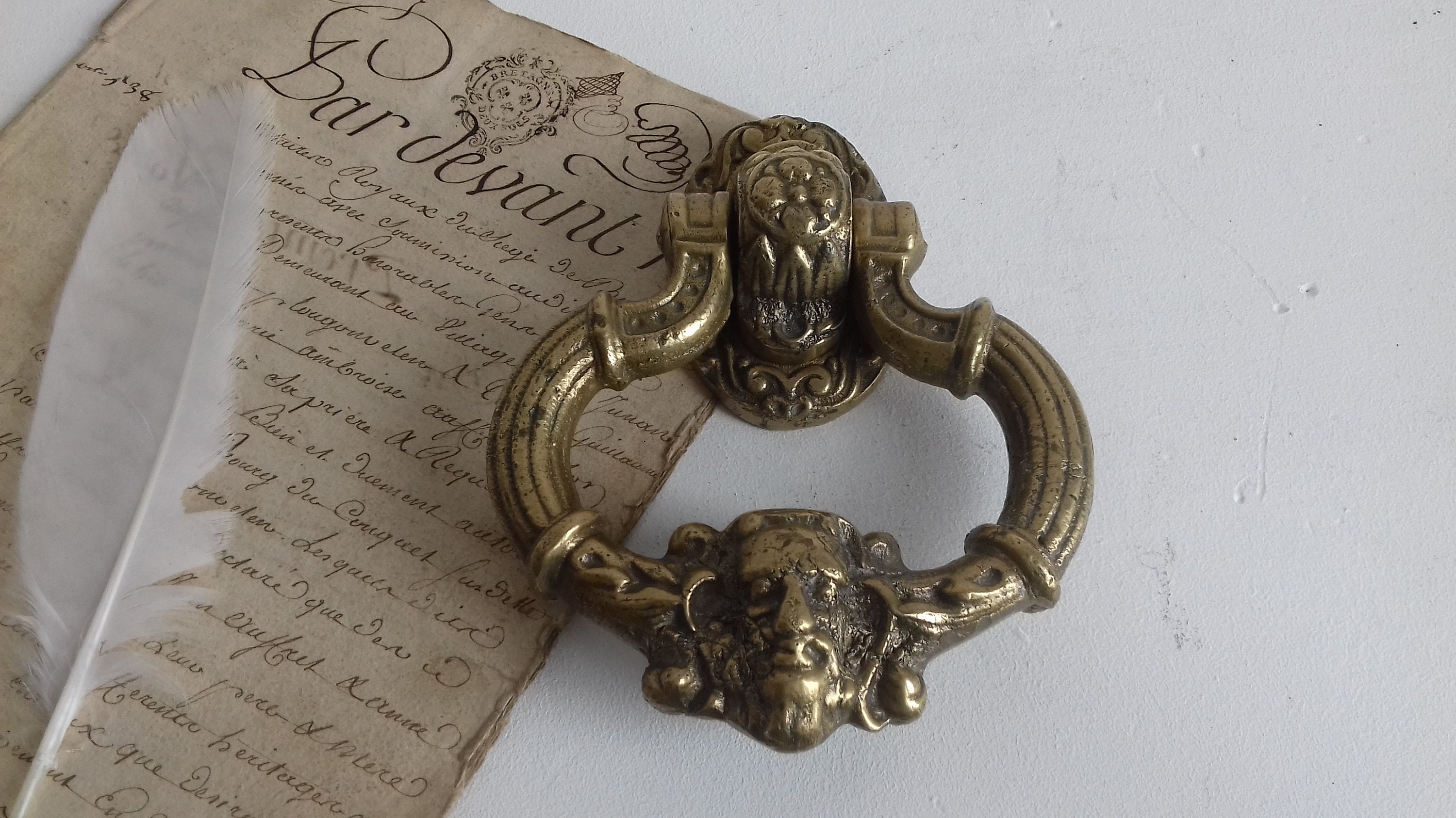 Heurtoir de Porte en Bronze Doré Du Xviiième