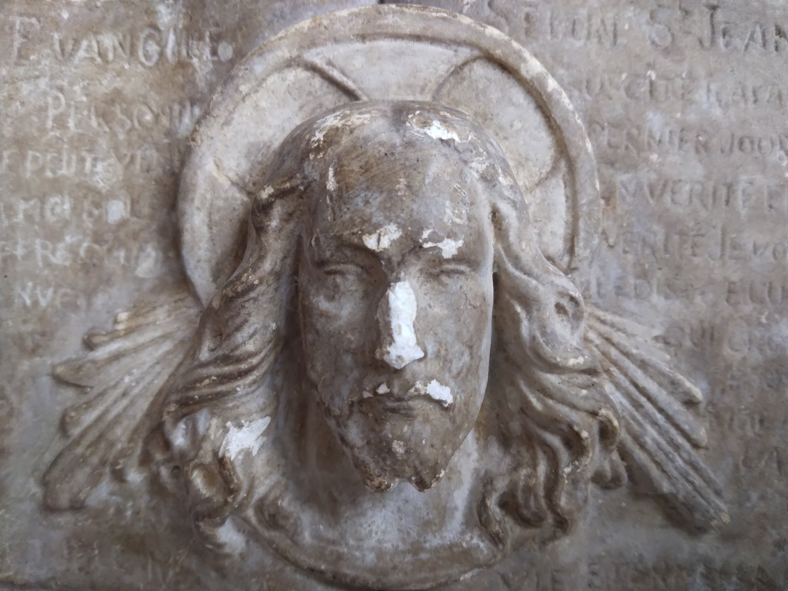 Antique Bas Relief en Plâtre Du Christ, Xixe