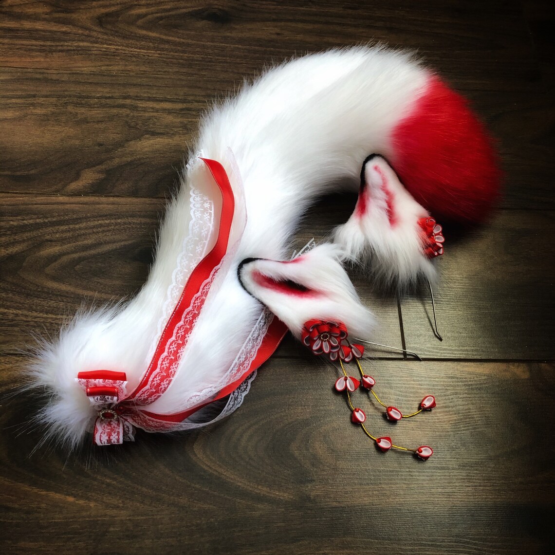 FOR ORDER Kitsune Fox ears and tail set inari anime cosplay Etsy