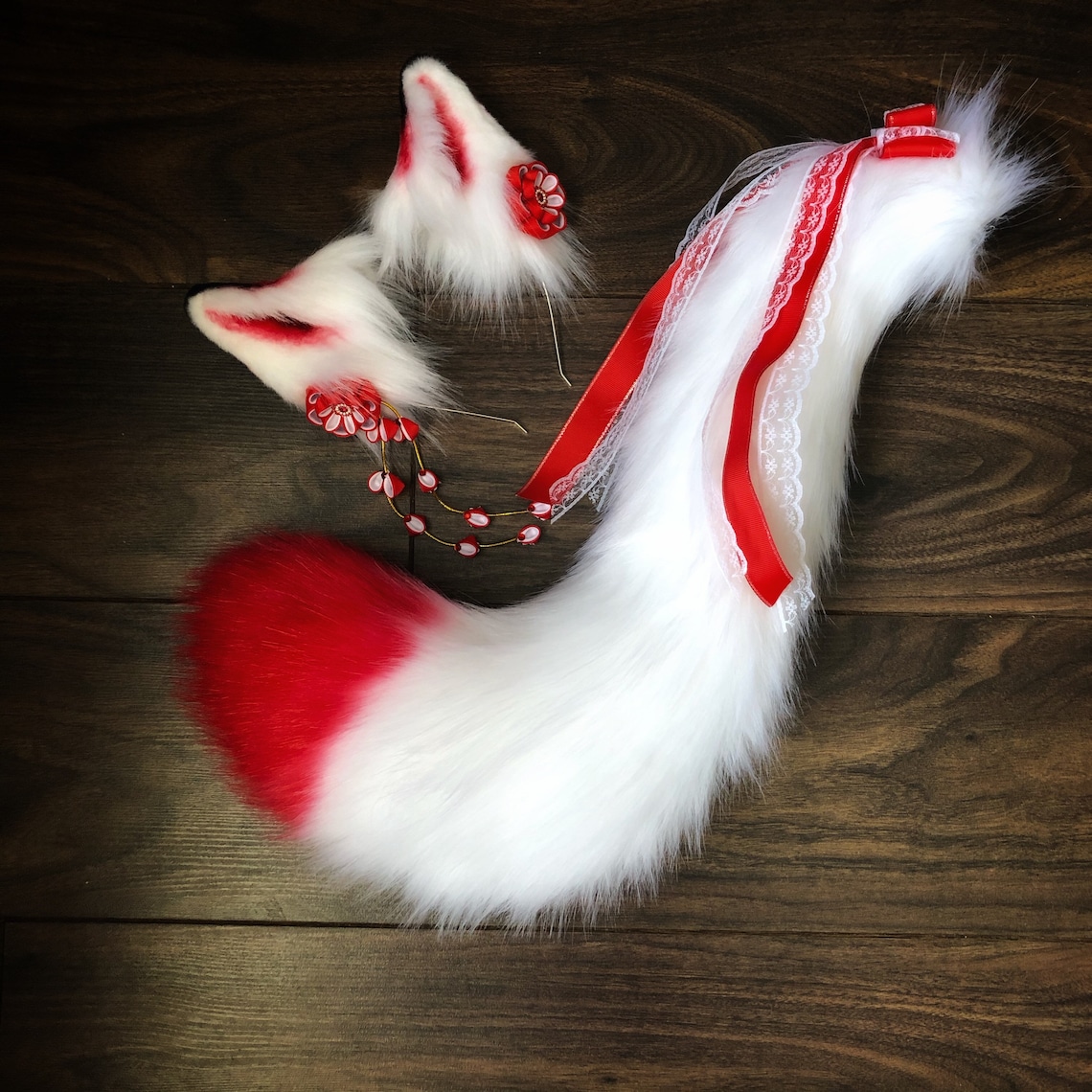 Kitsune Fox ears and tail set inari anime cosplay animal Etsy