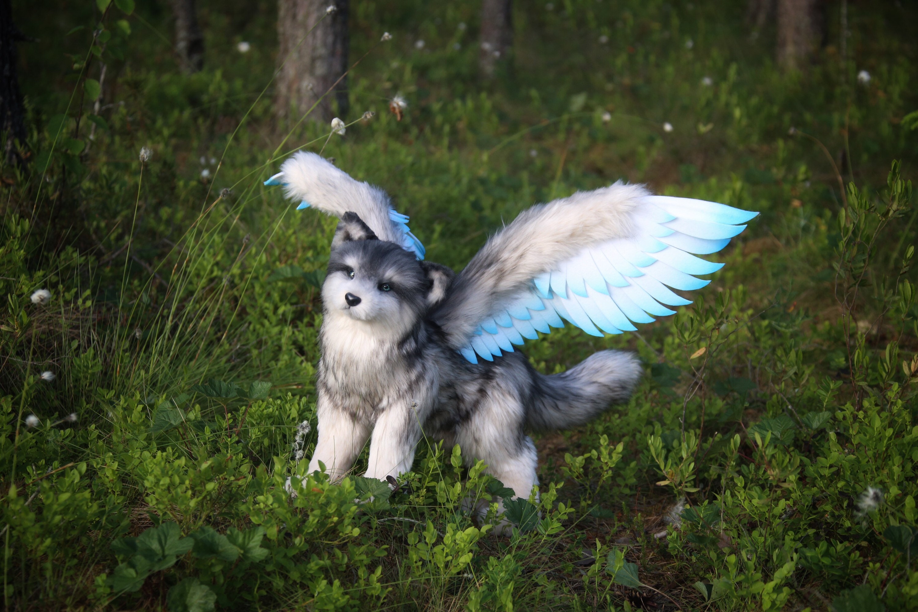 Realistic winged wolf plush fantasy wolf pup plushie Etsy