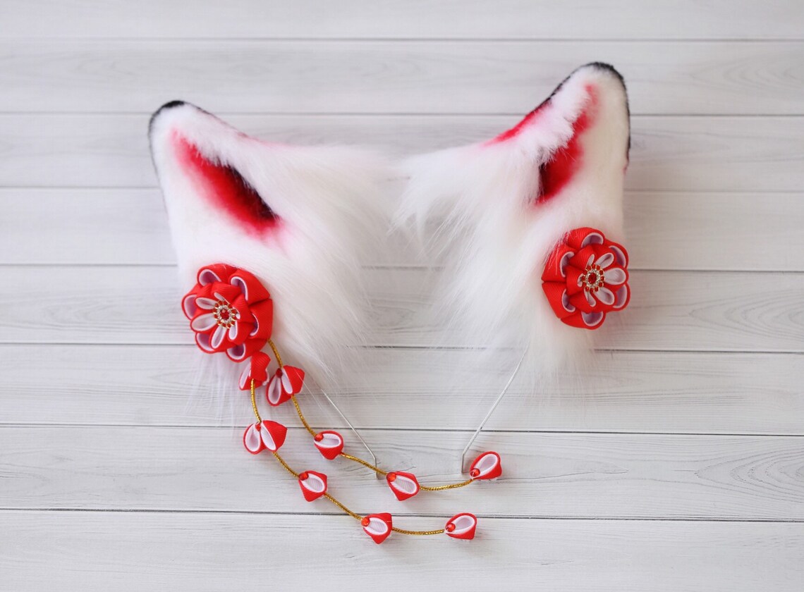 Kitsune Fox ears and tail set inari anime cosplay animal Etsy
