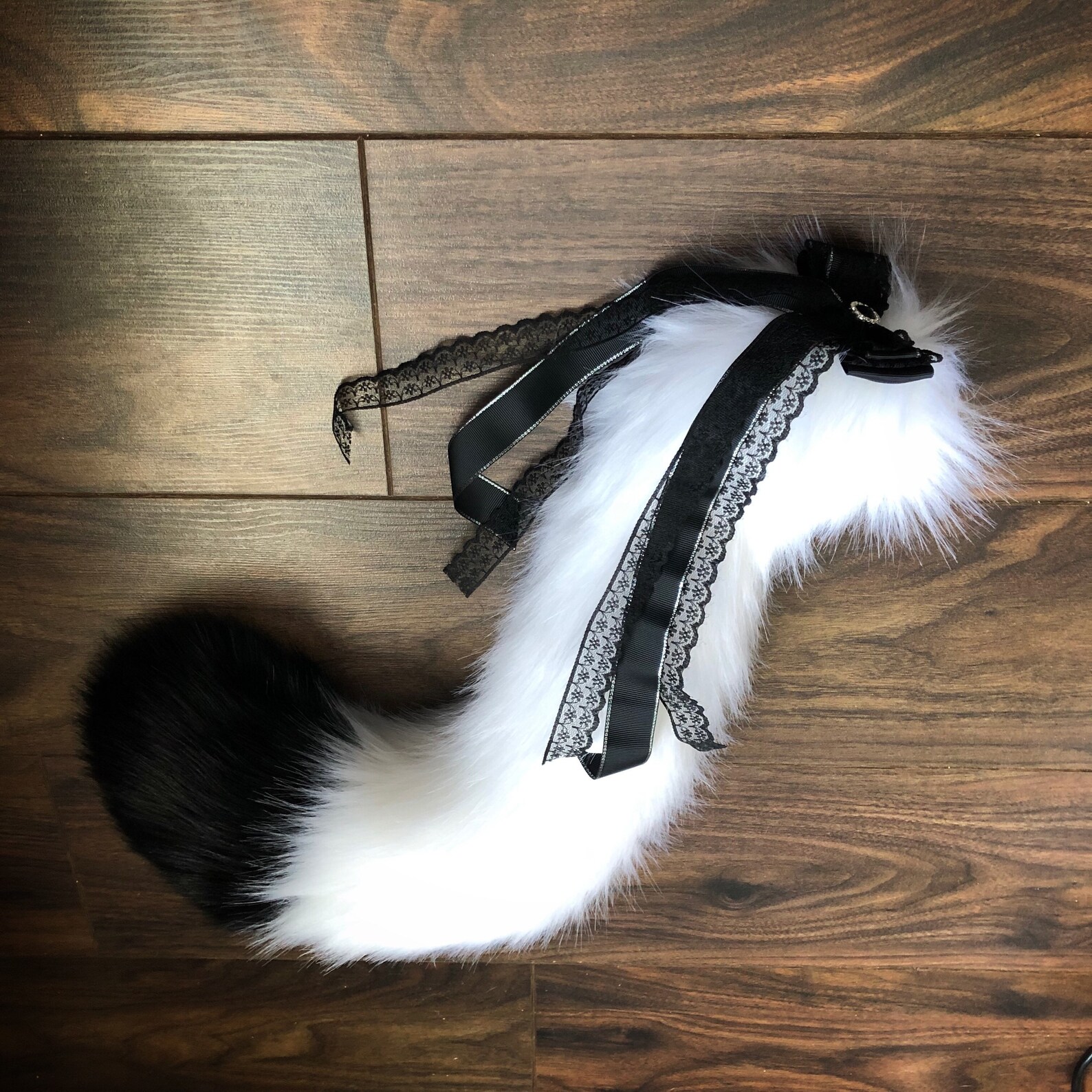 Black and White Cat Tail Fluffy Kitten Tail Cosplay Fursuit Etsy
