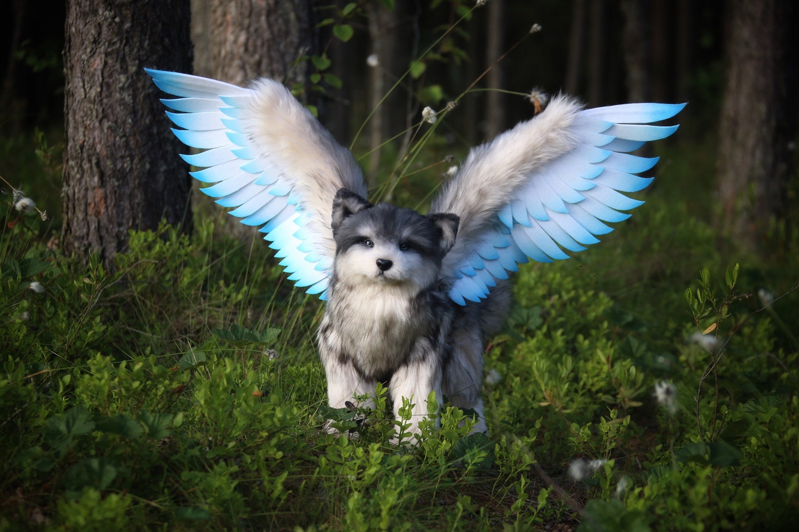 Realistic winged wolf plush fantasy wolf pup plushie | Etsy