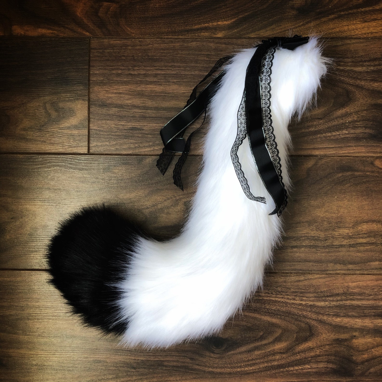 Black and White Cat Tail Fluffy Kitten Tail Cosplay Fursuit Etsy